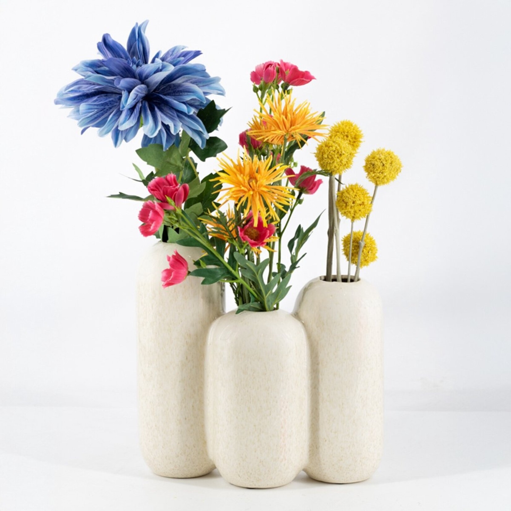 Vaas TRIPLETS - Aardewerk - Beige - Ø26,5 x 12 x 25cm