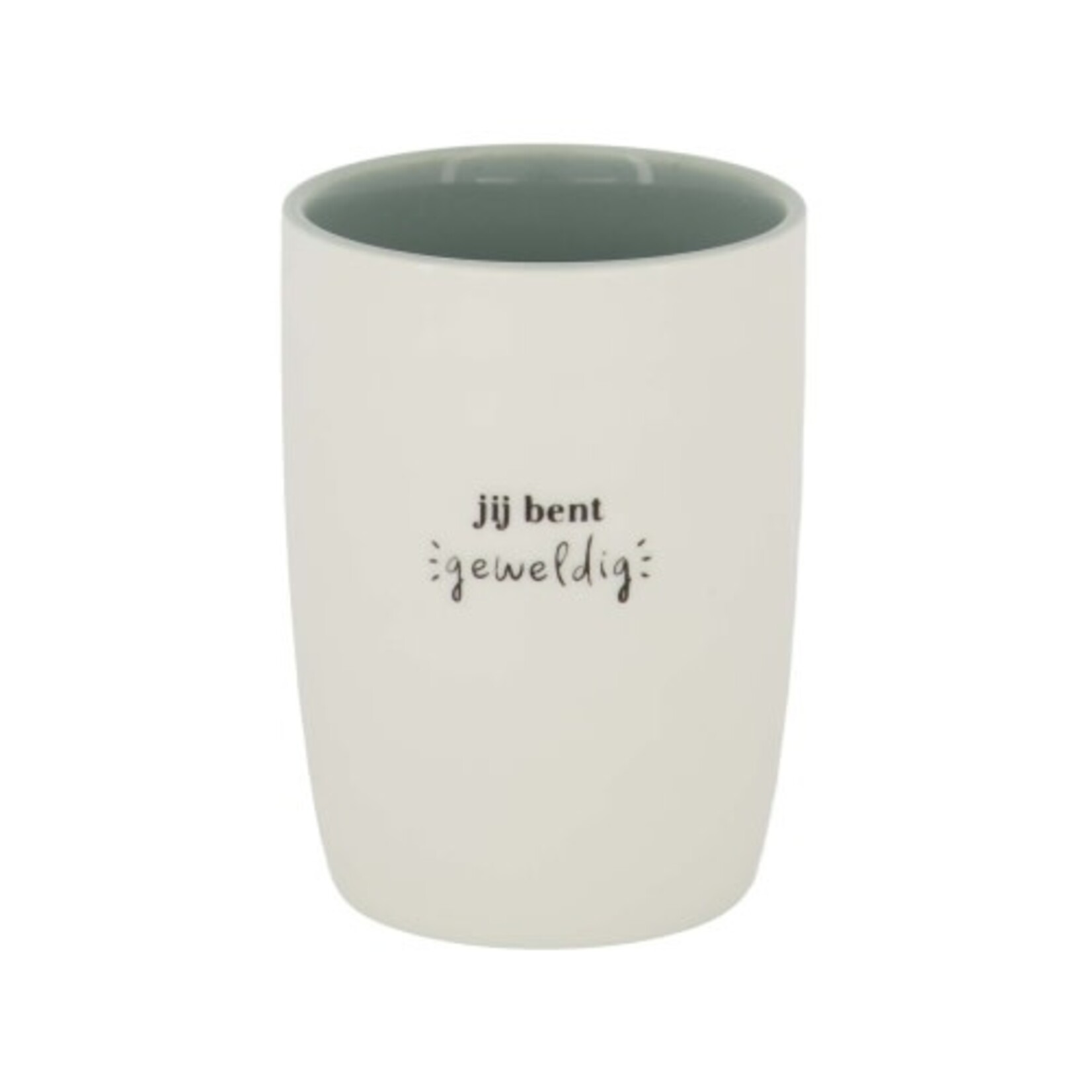 Zusss Mok (koffie) - "Je bent geweldig" - Wit/Zwart/Grijsblauw - Ø7x9,5cm
