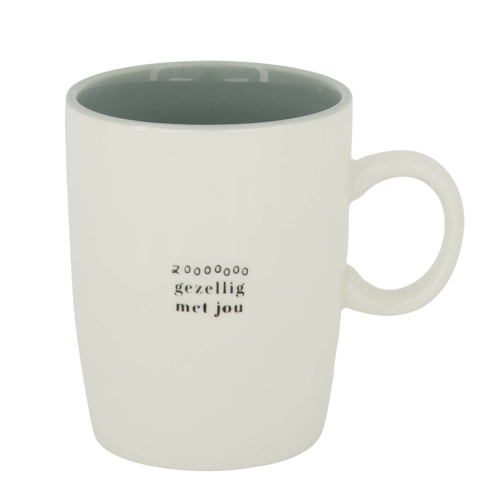 Zusss Mok (thee) - "Zoooooo gezellig met jou" - Wit/Zwart/Grijsblauw - Ø8x10cm
