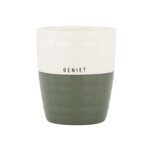 Zusss Mok (koffie) - "Geniet" - Wit/Donkergroen - Ø7,5x8,5cm