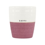 Zusss Mok (koffie) - "Happy" - Wit/Burgundy - Ø7,5x8,5cm