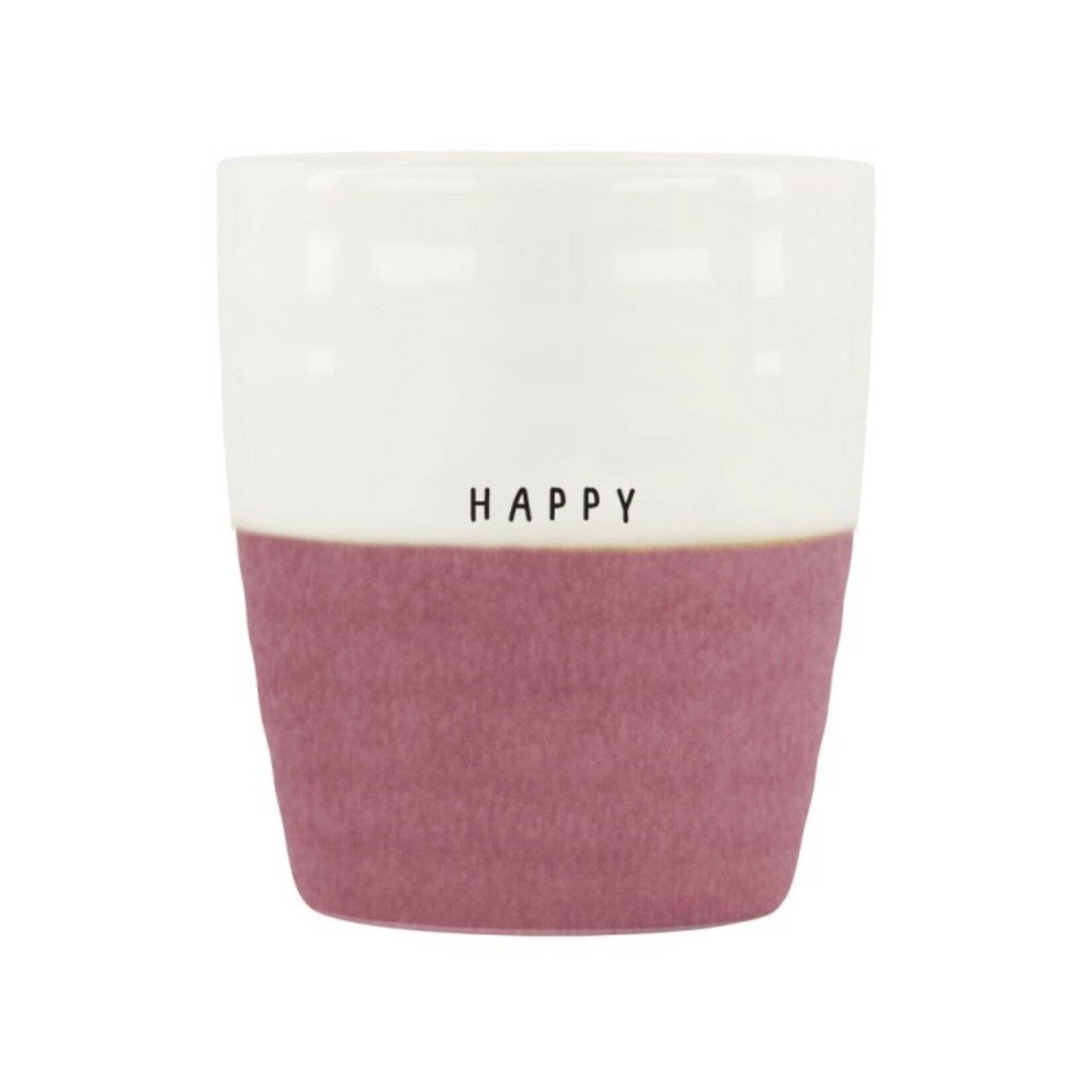 Zusss Mok (koffie) - "Happy" - Wit/Burgundy - Ø7,5x8,5cm
