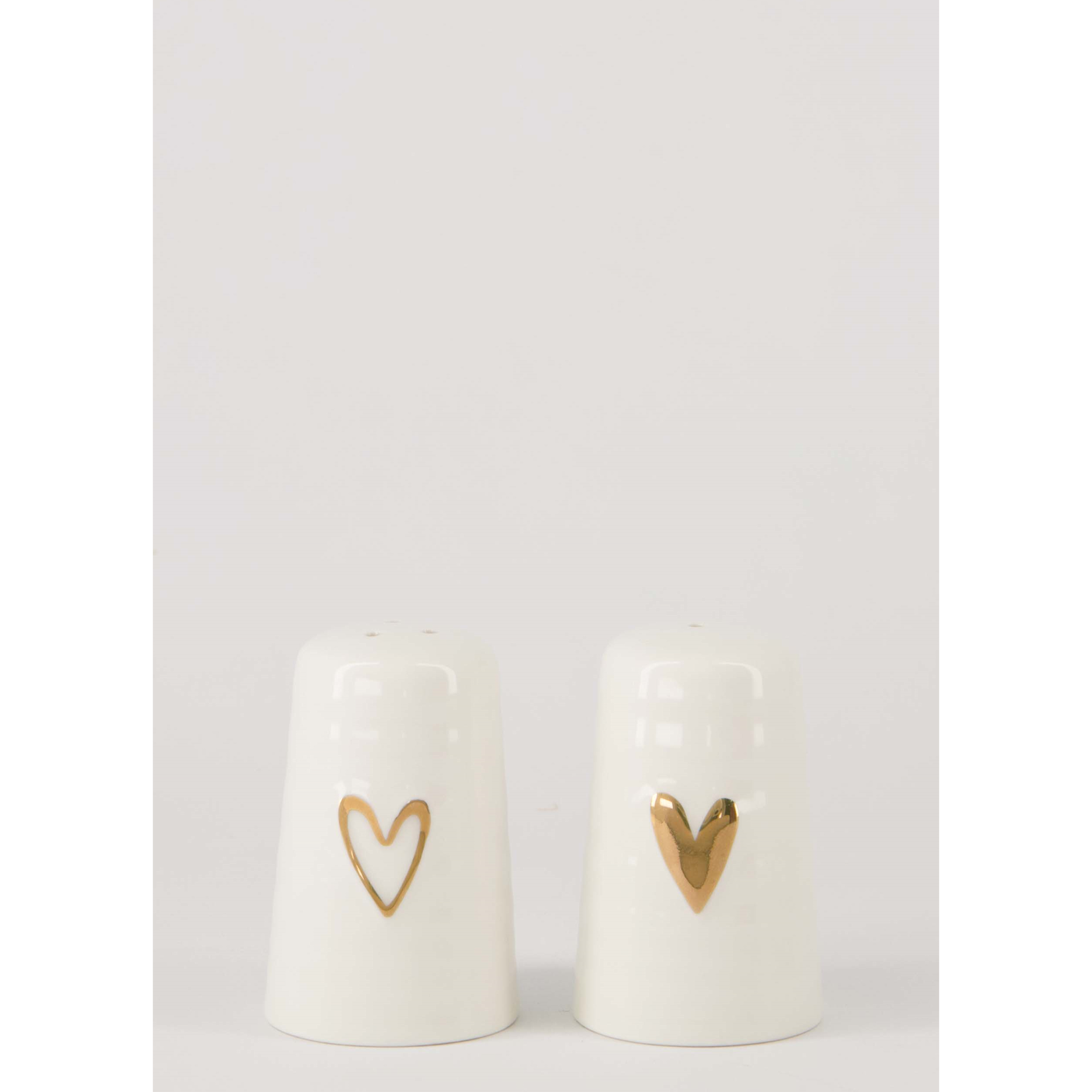 Zusss Peper & Zout stel - Hartje - Keramiek - Wit/Goud - Ø6,5 x 4,5cm