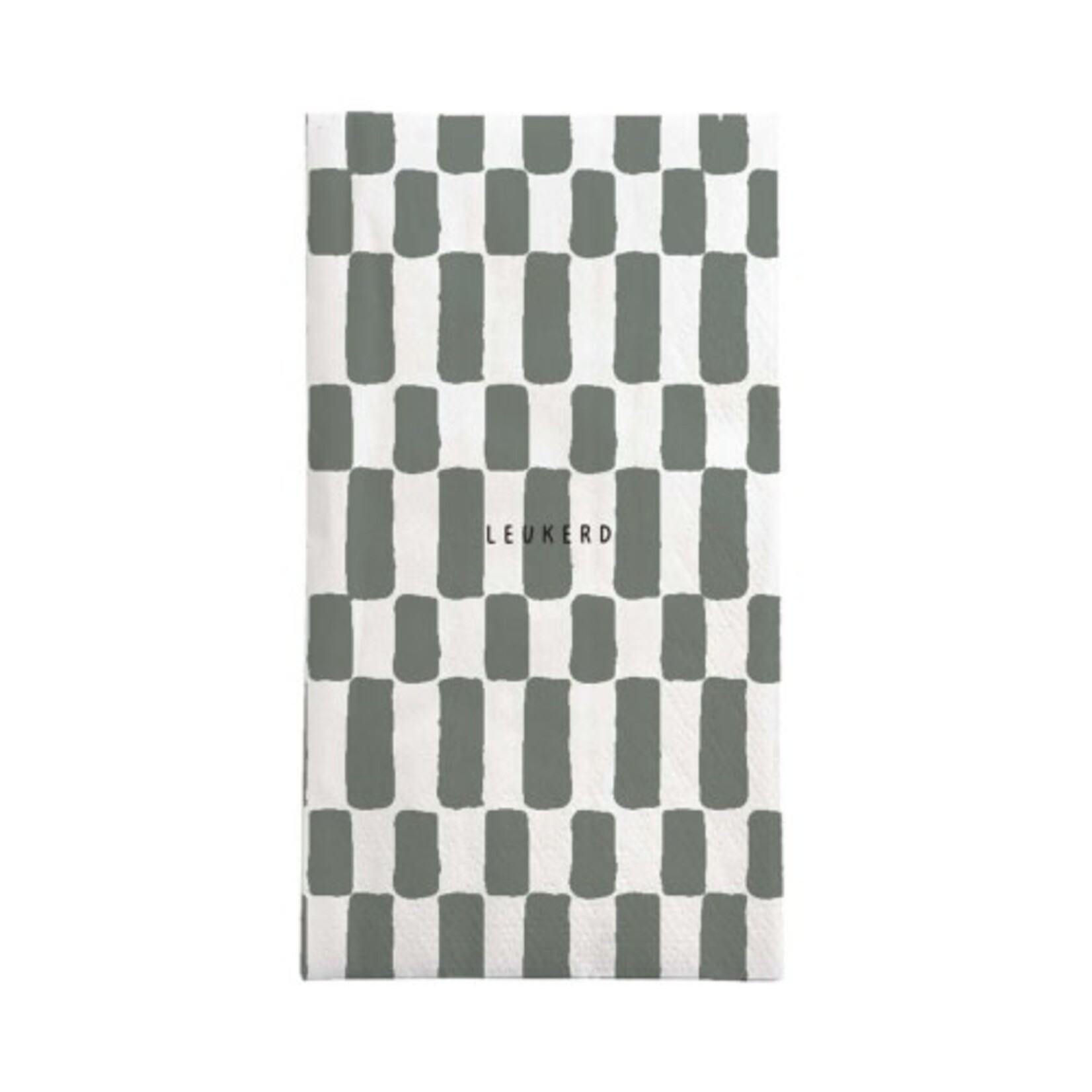 Zusss Servetten - "Leukerd" - Wit/Donkergroen - 11 x 20 cm