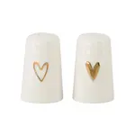 Zusss Peper & Zout stel - Hartje - Keramiek - Wit/Goud - Ø6,5 x 4,5cm