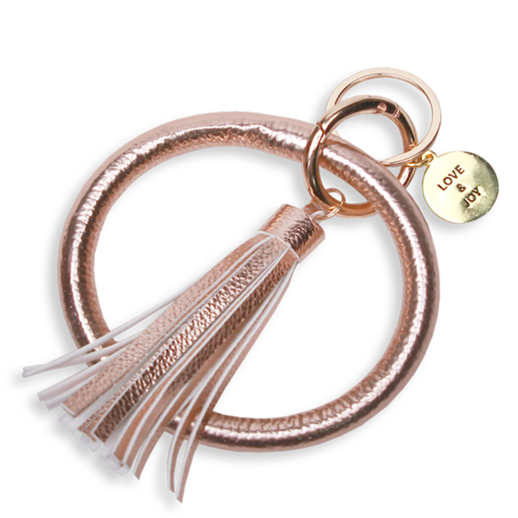 Sleutelhanger in doosje - Love & Joy - Rosé goud