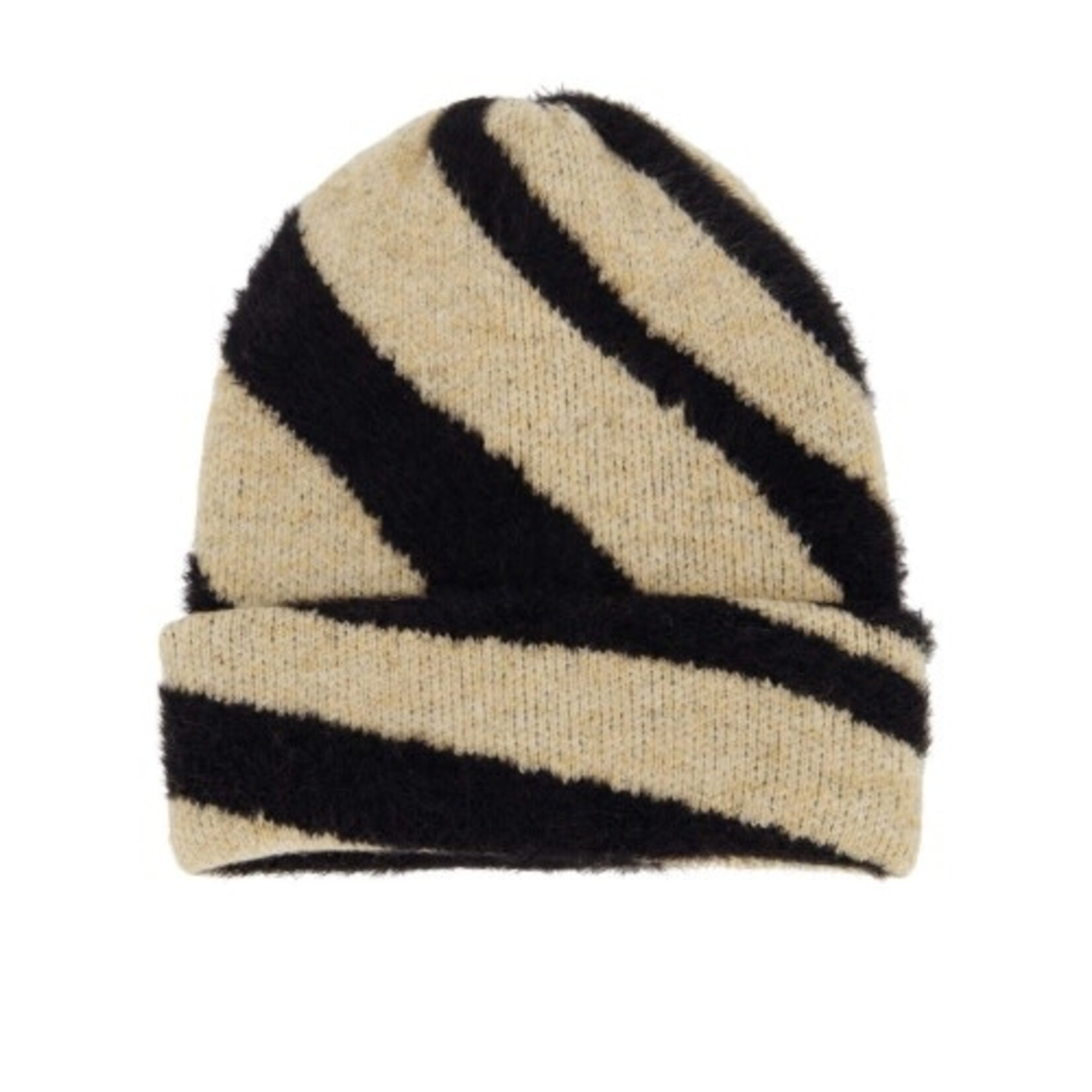 Zusss Muts gebreid met zebra design - Acryl/Polyester/Elasthan/Polyamide/Wol - Zwart/Beige