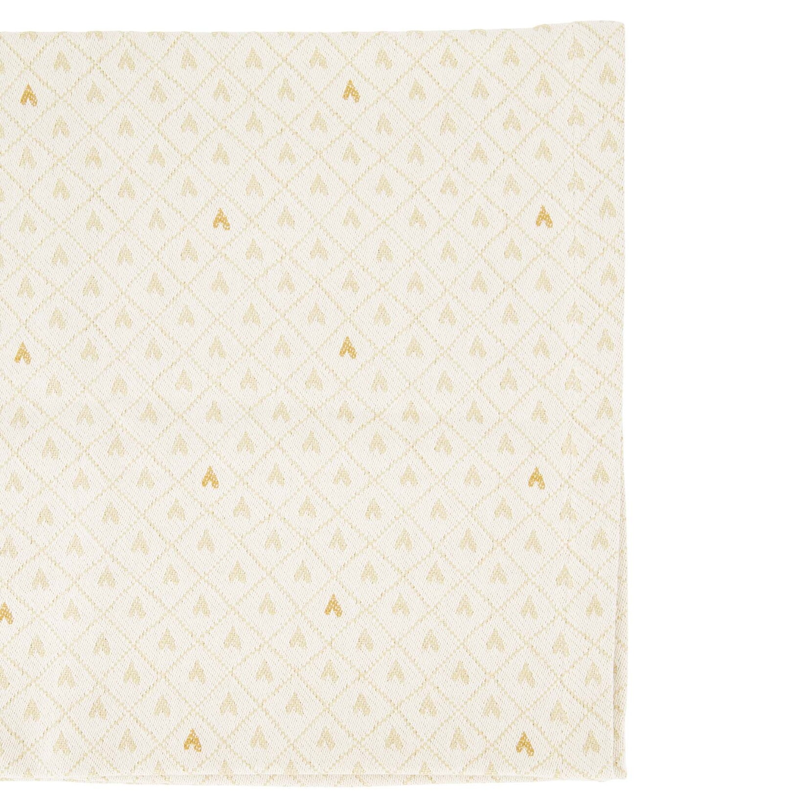 Zusss Tafelloper (kort) - Hartjes - 100% Katoen - Wit/Zand/Goud - 49x145cm