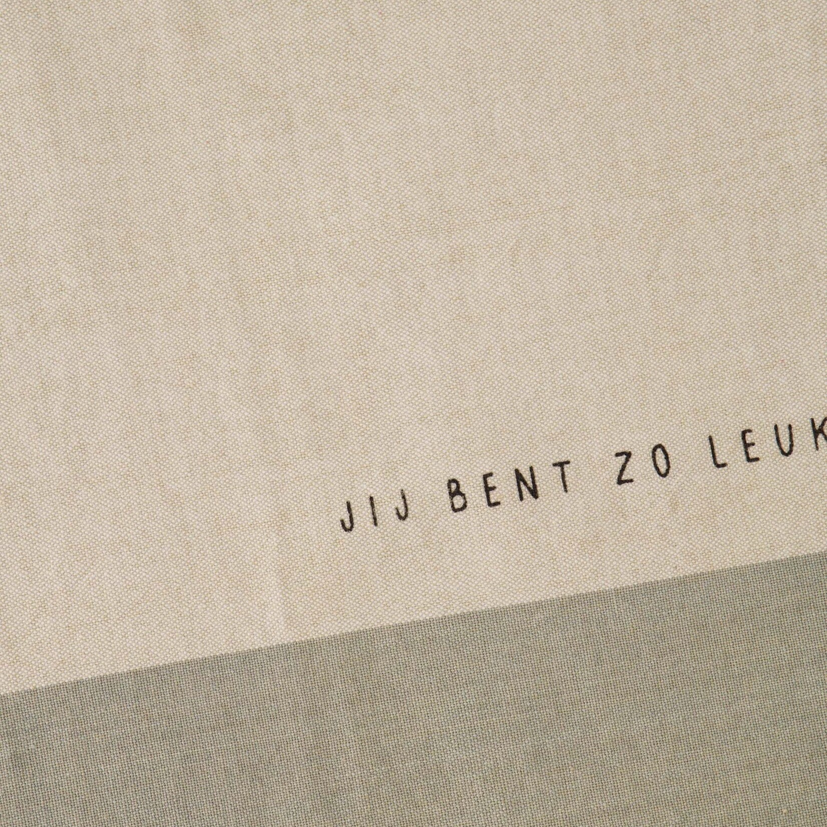 Zusss Handdoeken set - "Jij bent zo leuk" - 100% Katoen - Zand/Grijs/Groen - 50x70cm
