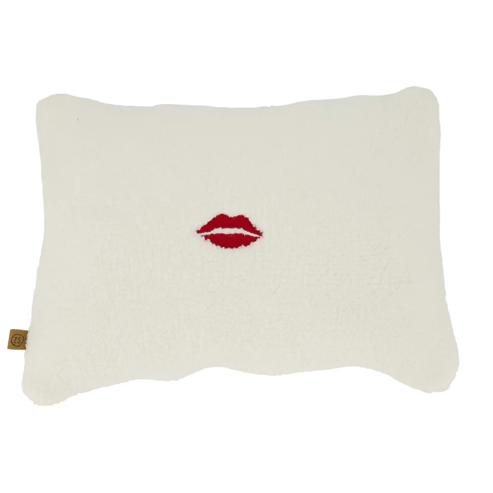 Zusss Kussen Teddy - "Mon chéri" - 100% Polyester - Wit/Rood - 35x25cm