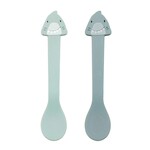 Lepeltjes Mr. Shark - Siliconen - Grijs - 14x3x2cm - Set van 2