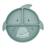 Bord met vakjes en zuignap - Mr. Shark - Siliconen - Grijs - 19x19x3,5cm