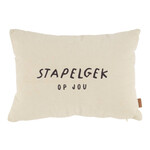 Zusss Kussen - "Stapelgek op jou" - Corduroy - Zand/Antraciet - 35x25cm