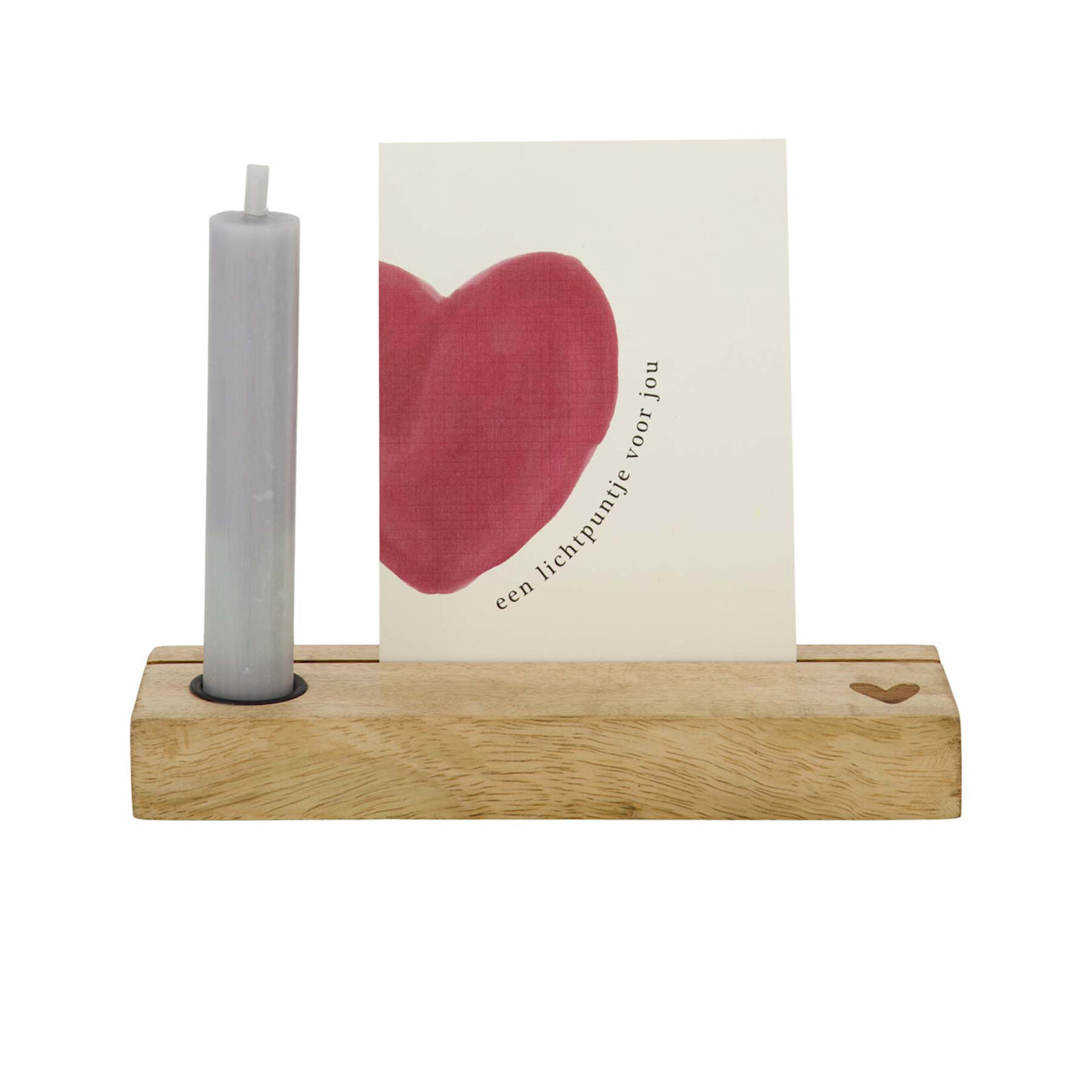 Zusss Kaartenstandaard met kaars en kaart - Hout - Naturel - 20 x 2,5cm