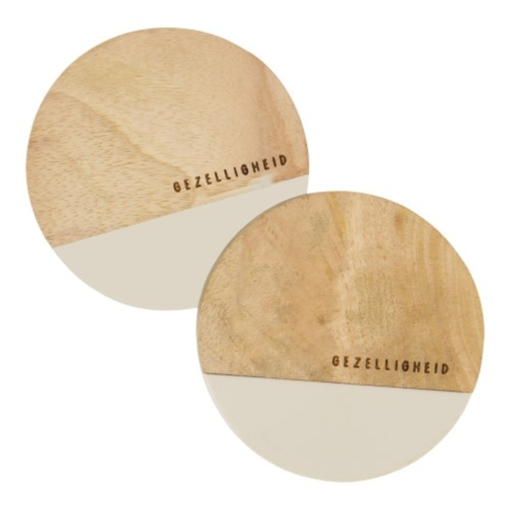 Zusss Onderzetters - "Gezelligheid" - Hout - Naturel/Zand - Set van 2