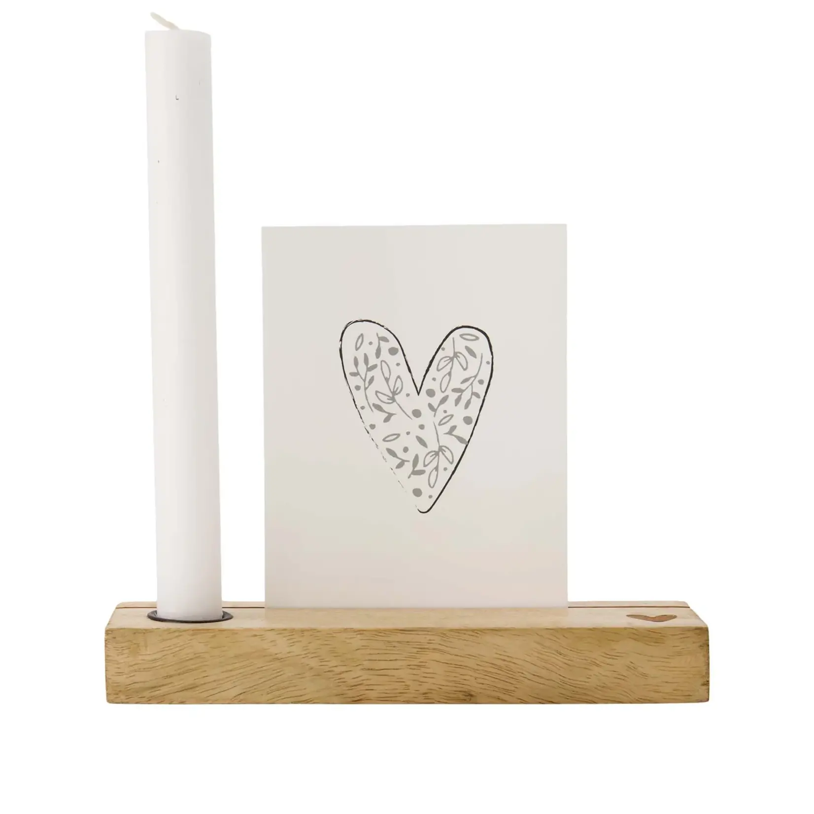 Zusss Kaartenstandaard met kaars en kaart - Hout - Naturel - 20 x 2,5cm
