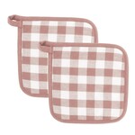 Pannenlappen GINGHAM - 100% katoen - Roze - 20x20cm - Set van 2