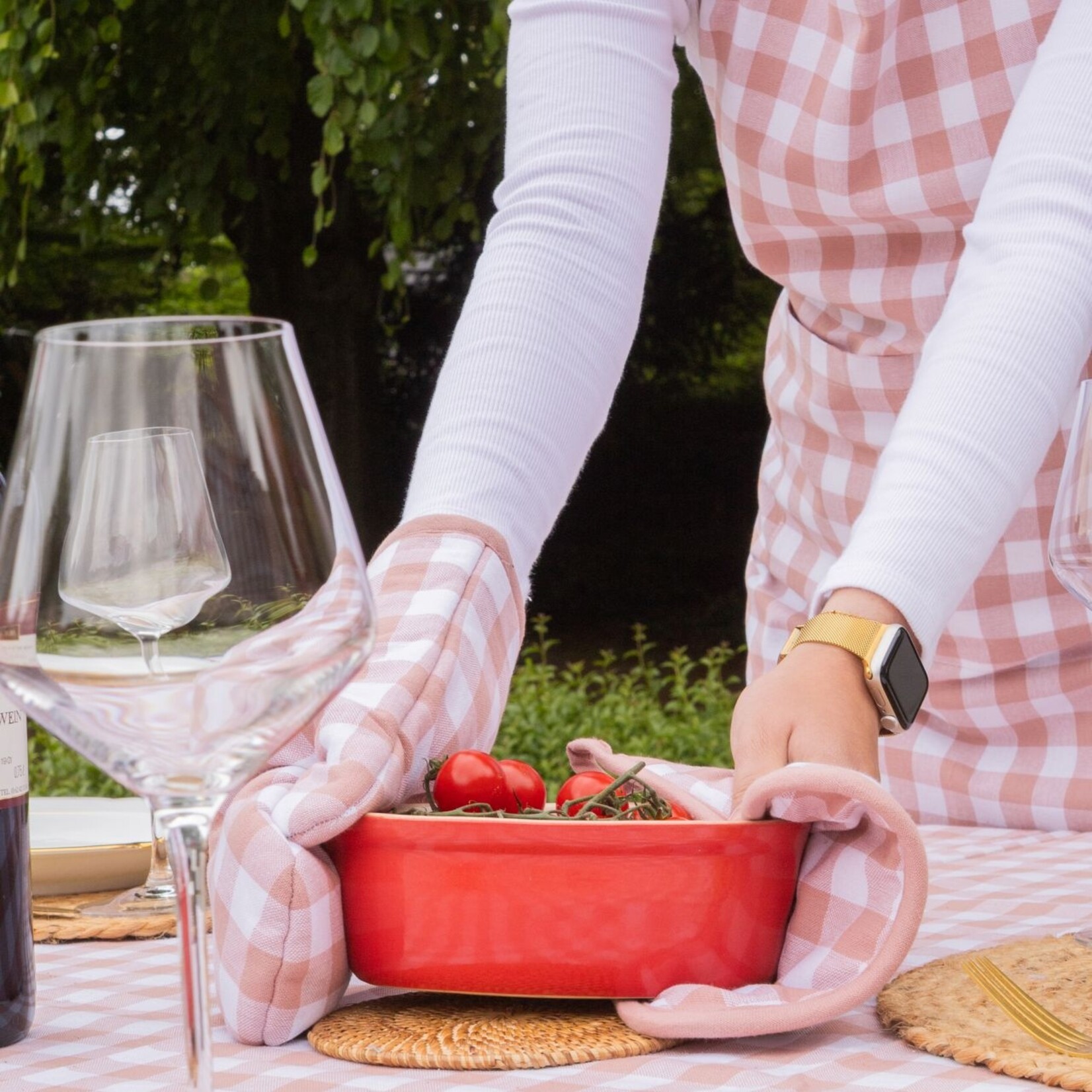 Ovenwant GINGHAM - 100% katoen - Roze - 28x18cm