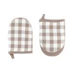Gripper GINGHAM - 100% Katoen - Taupe - 13x19cm - Set van 2