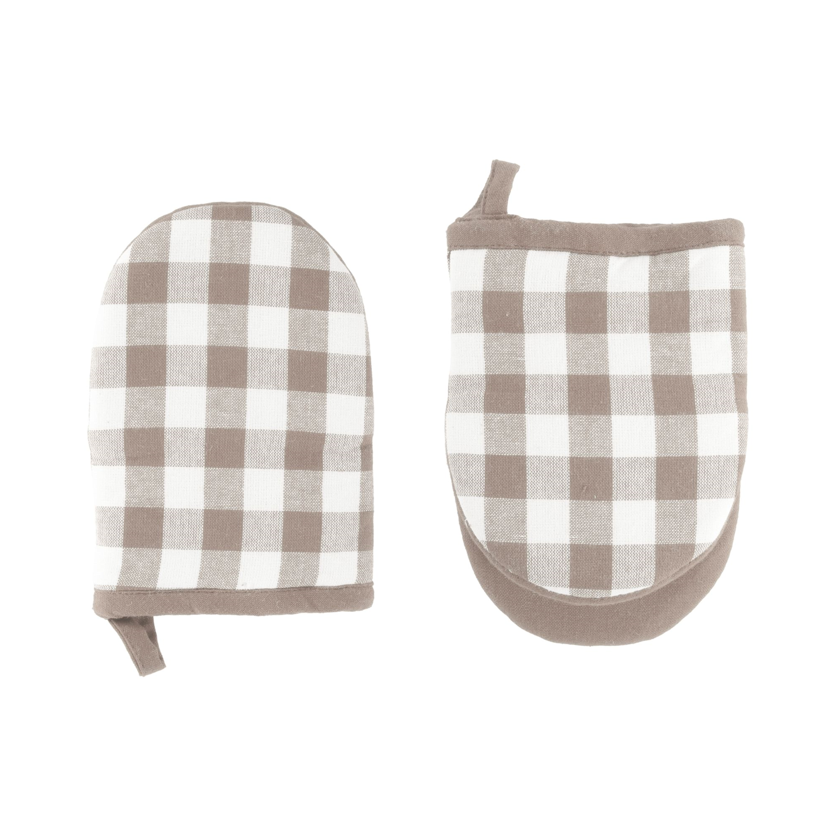 Gripper GINGHAM - 100% Katoen - Taupe - 13x19cm - Set van 2
