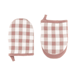 Gripper GINGHAM - 100% Katoen - Roze - 13x19cm - Set van 2