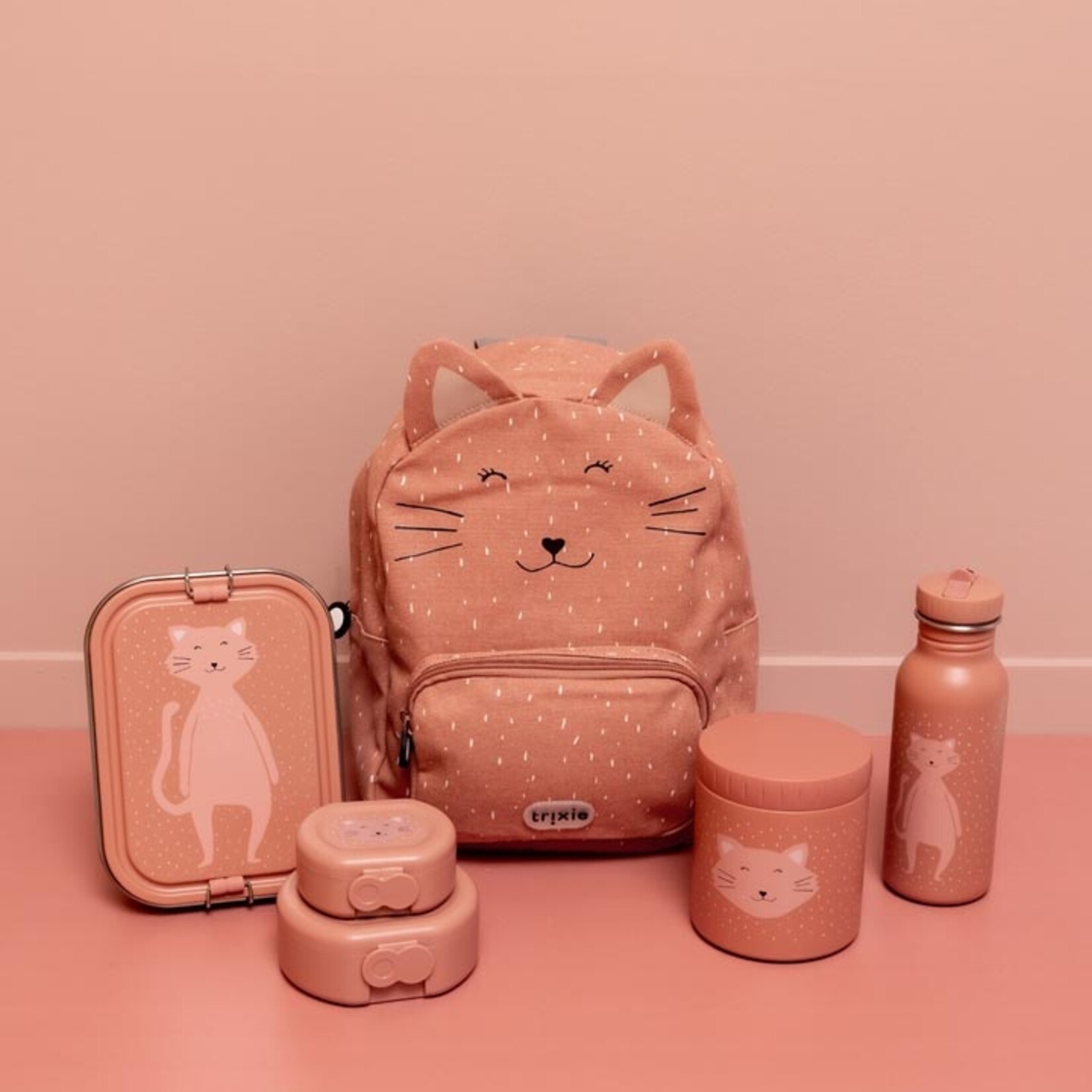 Snackbox Mrs. Cat - 100% PP - Roze - 11,5 x 10,5 x 4,5cm - Set van 2