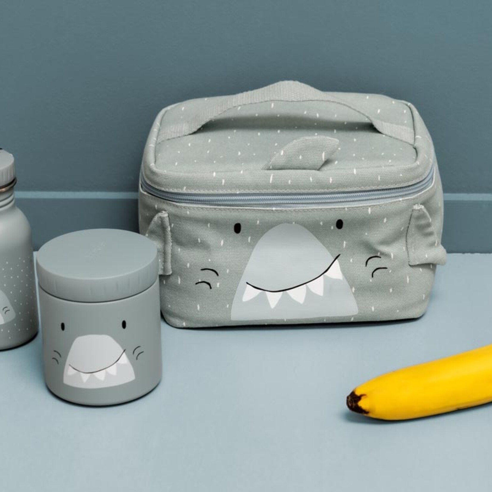 Lunchtas Mr. Shark - Thermisch - Katoen/Peva - Grijs - 21x14x14cm