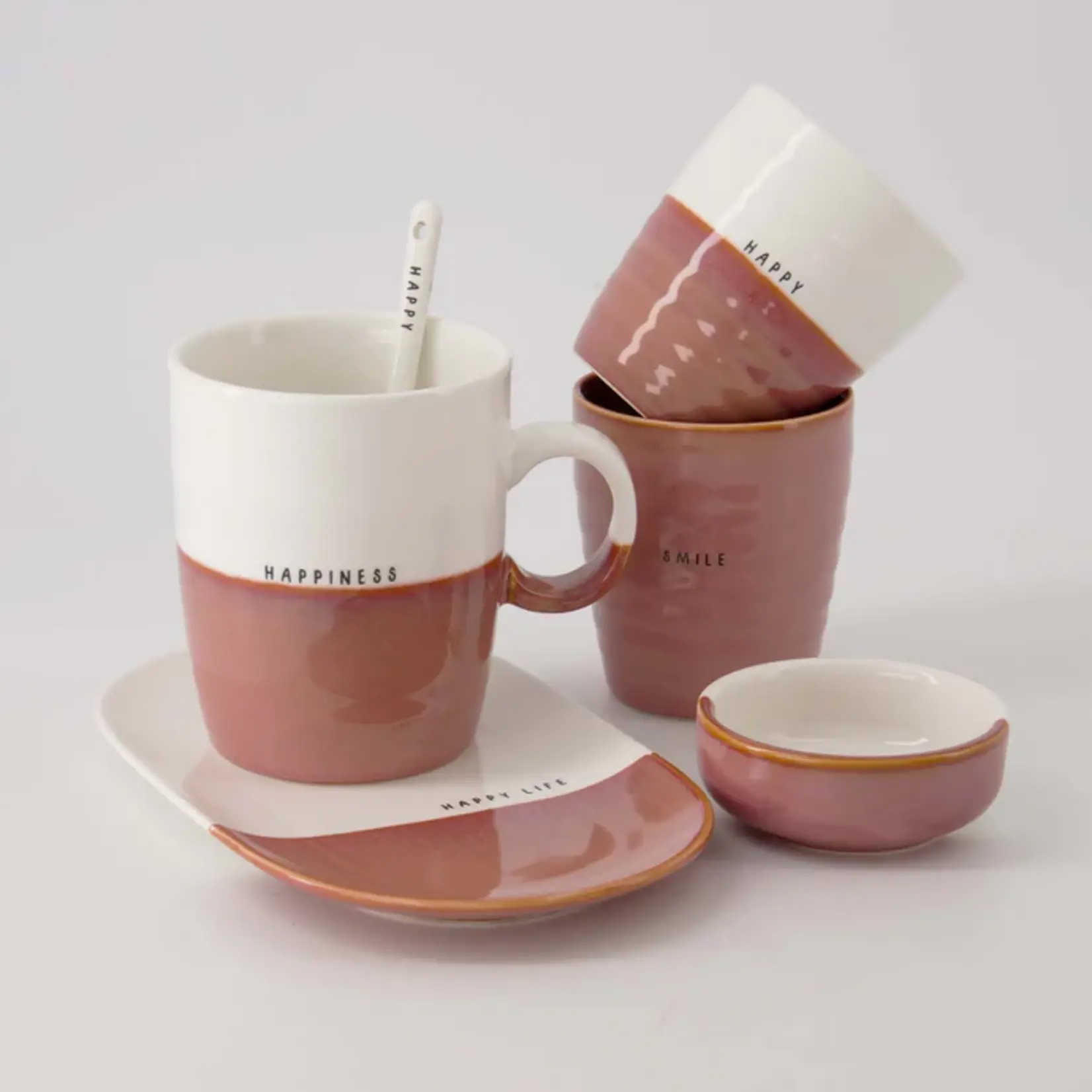 Zusss Mok (koffie) - "Smile" - Burgundy - Ø7,5x8,5cm