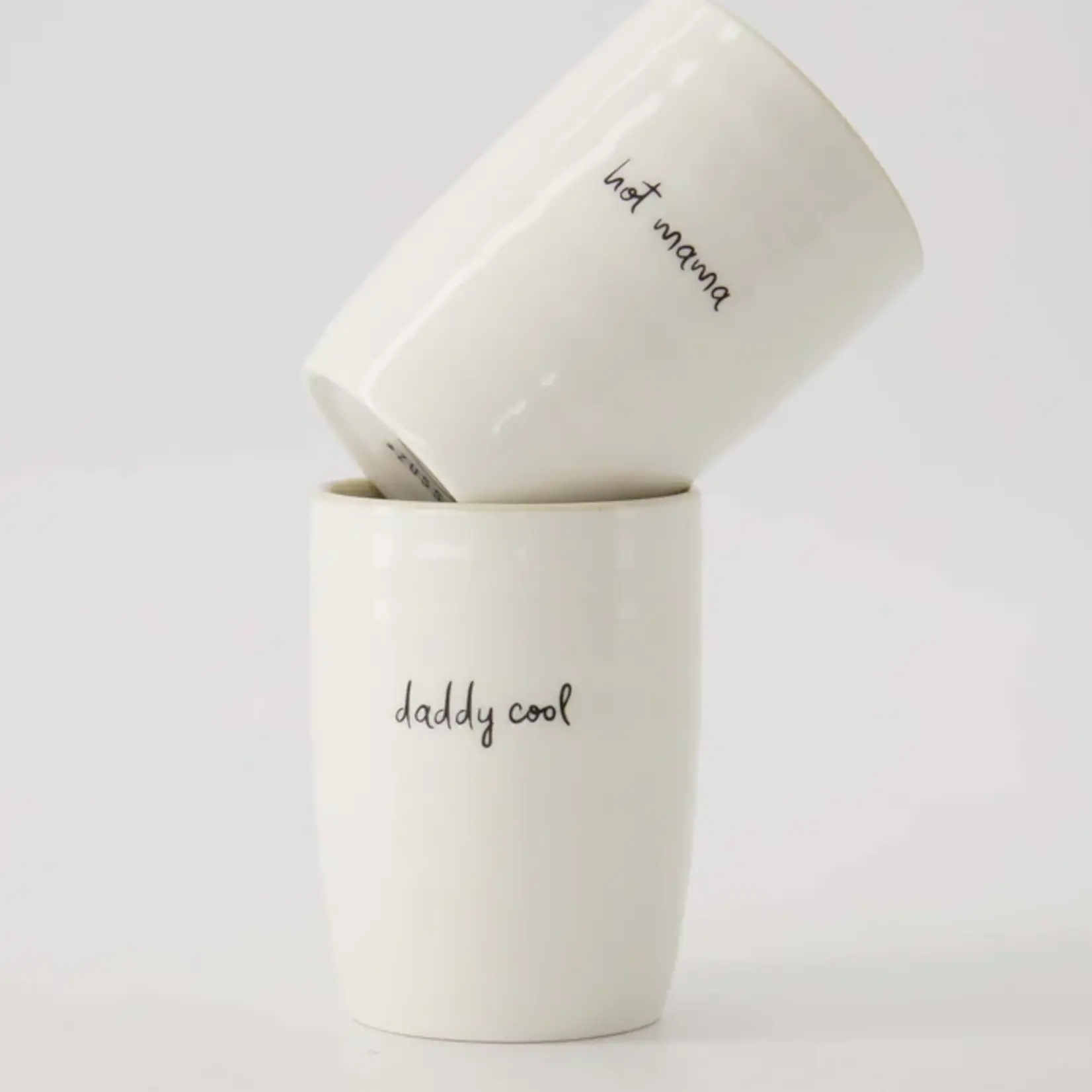 Zusss Mok (koffie) - "Hot mama" - Wit/Zwart/Zand - Ø7x9,5cm