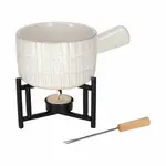 Fondue setje - Keramiek - Wit - 17,5 x 12 x 14,5 cm