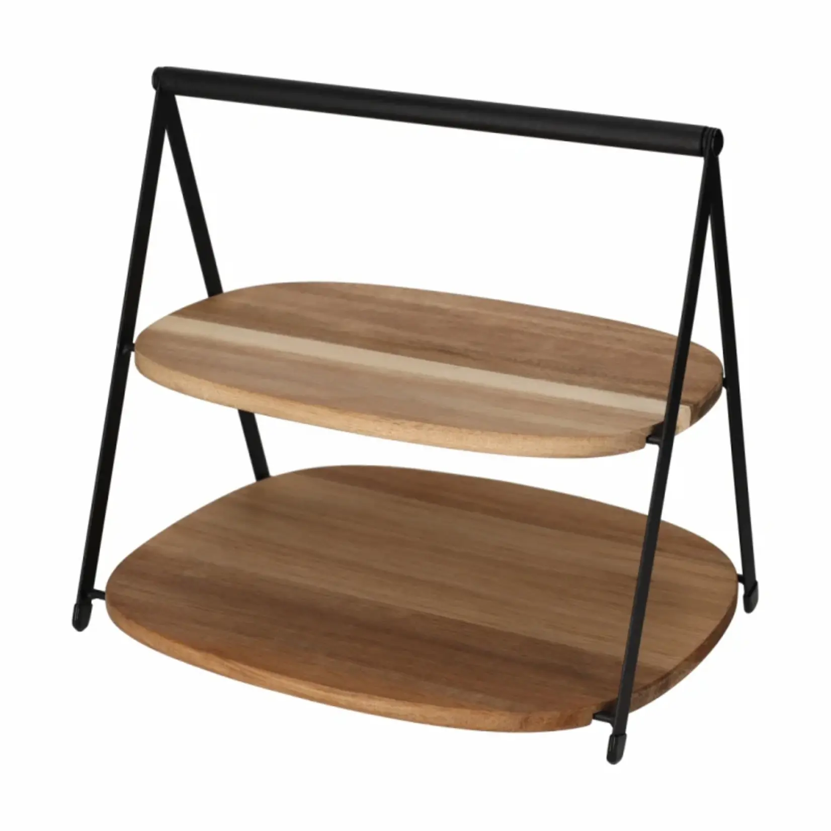 Etagère (opvouwbaar) LINN - Acaciahout/Metaal - Bruin/Zwart -  28 x 24,5 x 25,6 cm