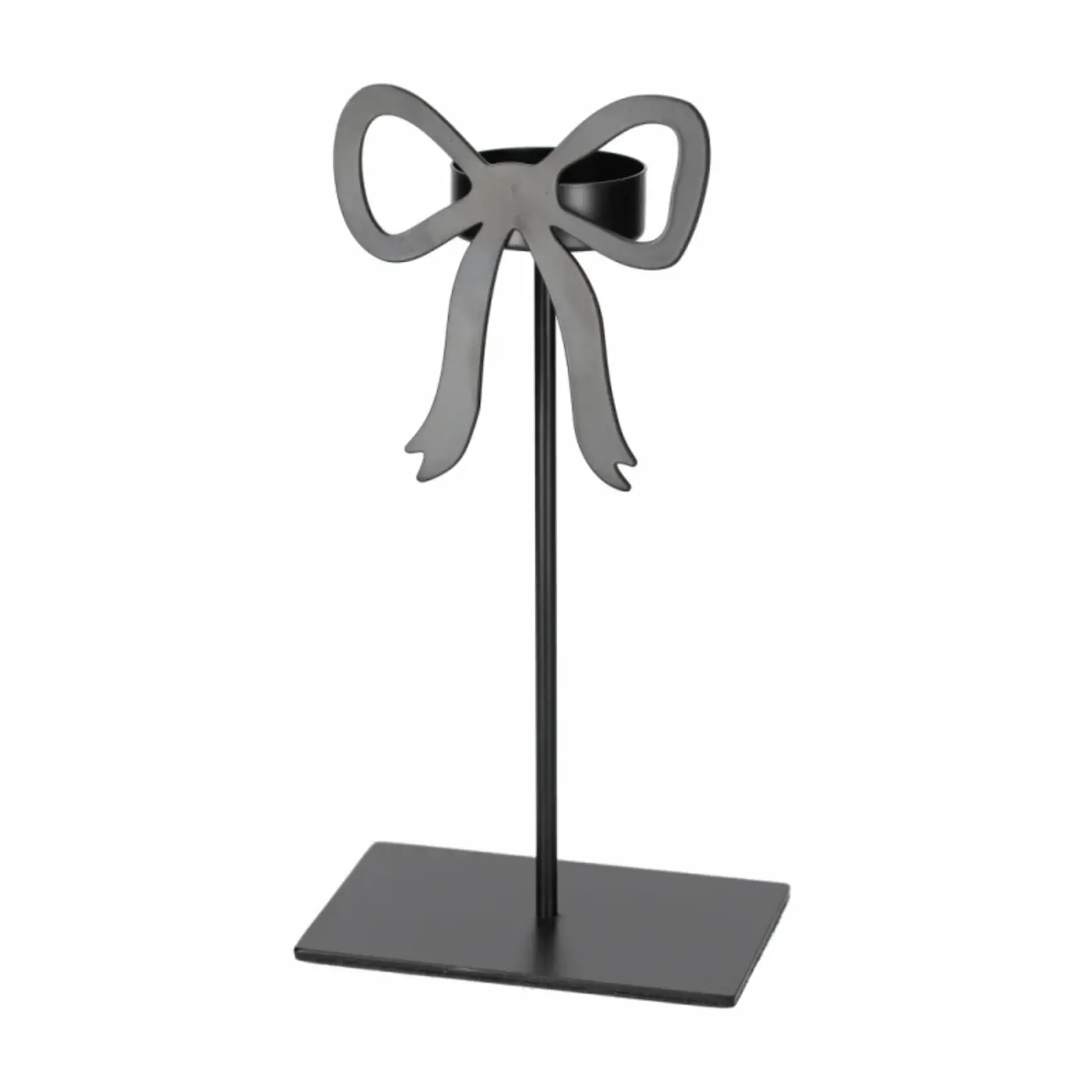 Theelichthouder STRIK - Metaal - Zwart - 10 x 7 x 20 cm