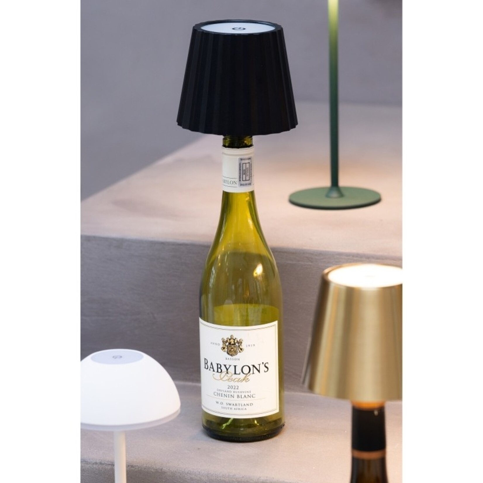 Bottle light Ribbel - LED - Aluminium - Zwart - Ø11 x 14,5cm