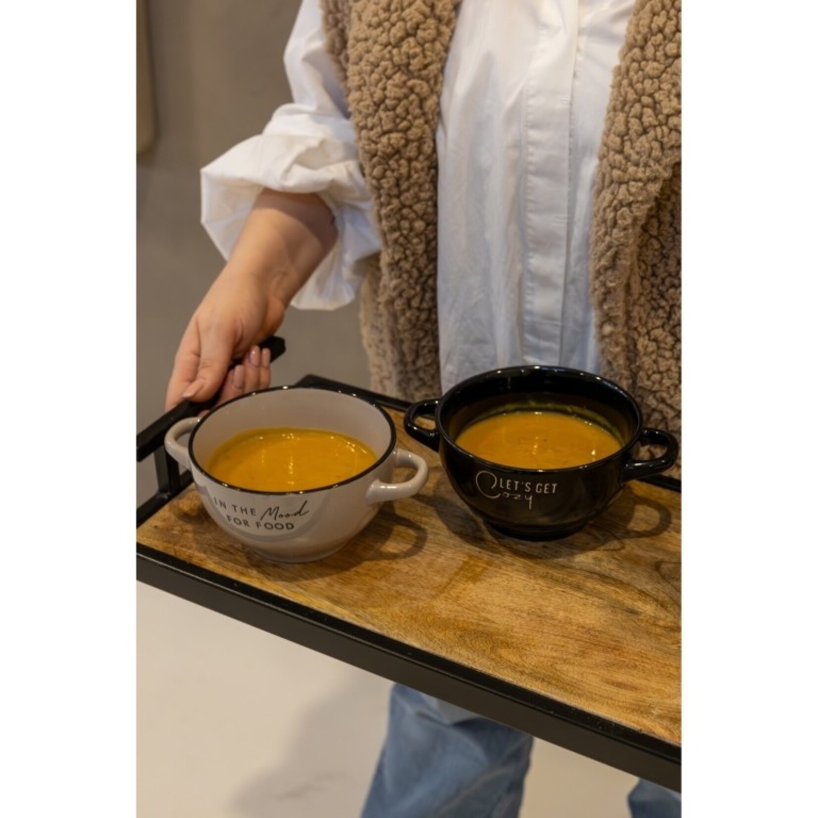 Soepkom "Let's get cozy" - Keramiek - Zwart - 850ml