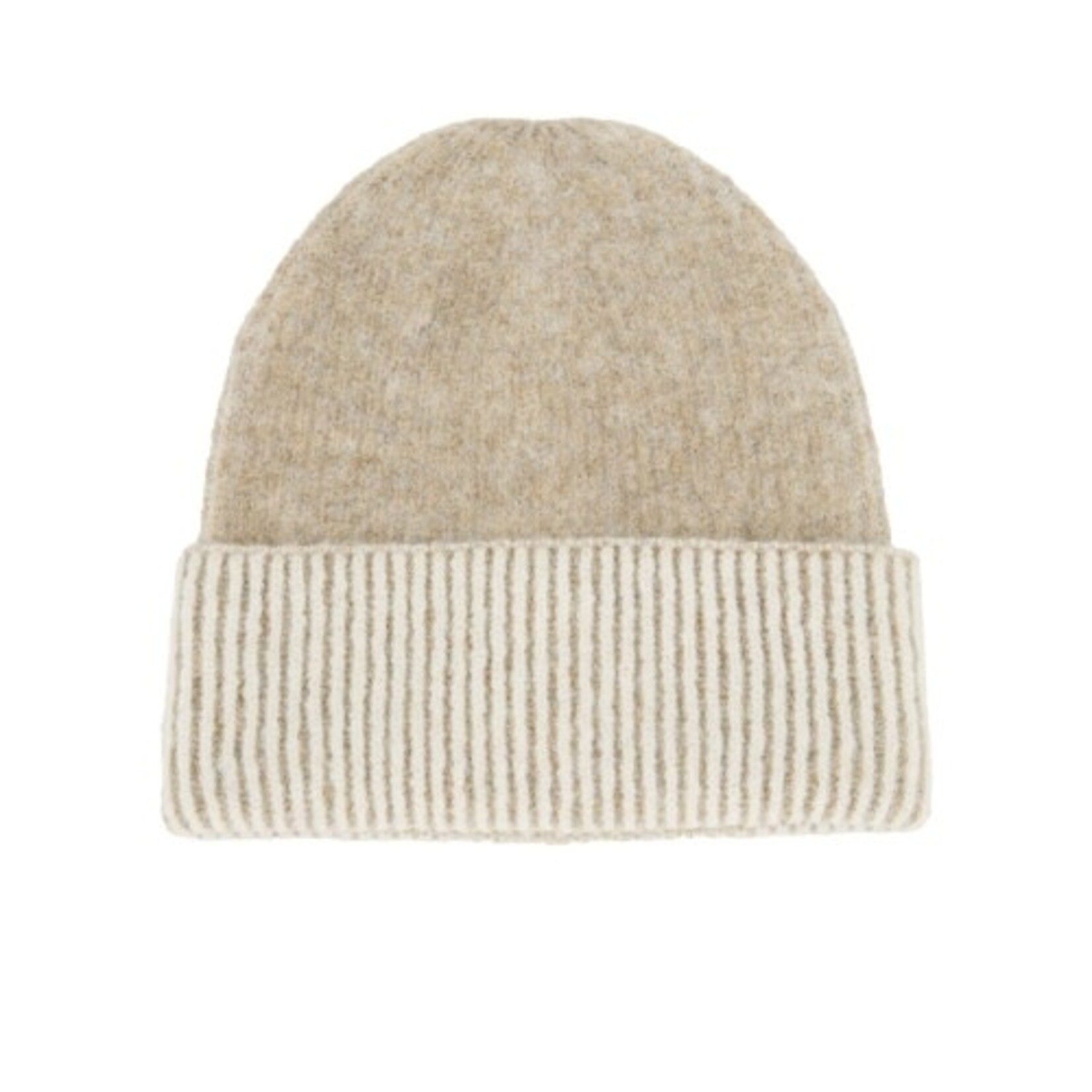 Zusss Muts gebreid met tipping - Acryl/Polyester/Elasthan - Taupe