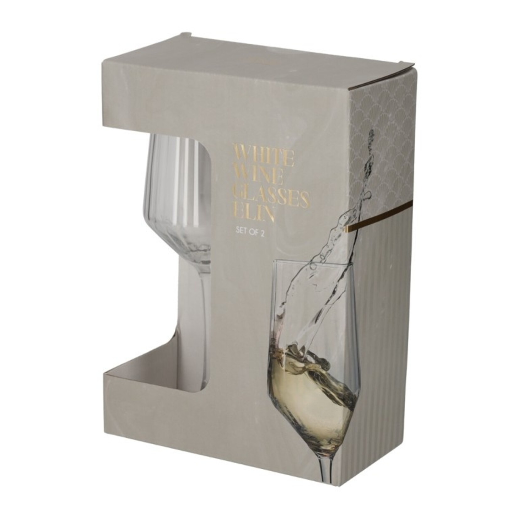 Wijnglazen (wit) ELIN - Glas - Transparant - Set van 2