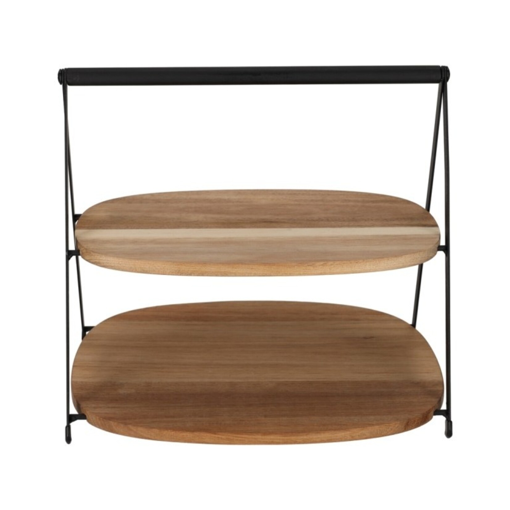 Etagère (opvouwbaar) LINN - Acaciahout/Metaal - Bruin/Zwart -  28 x 24,5 x 25,6 cm