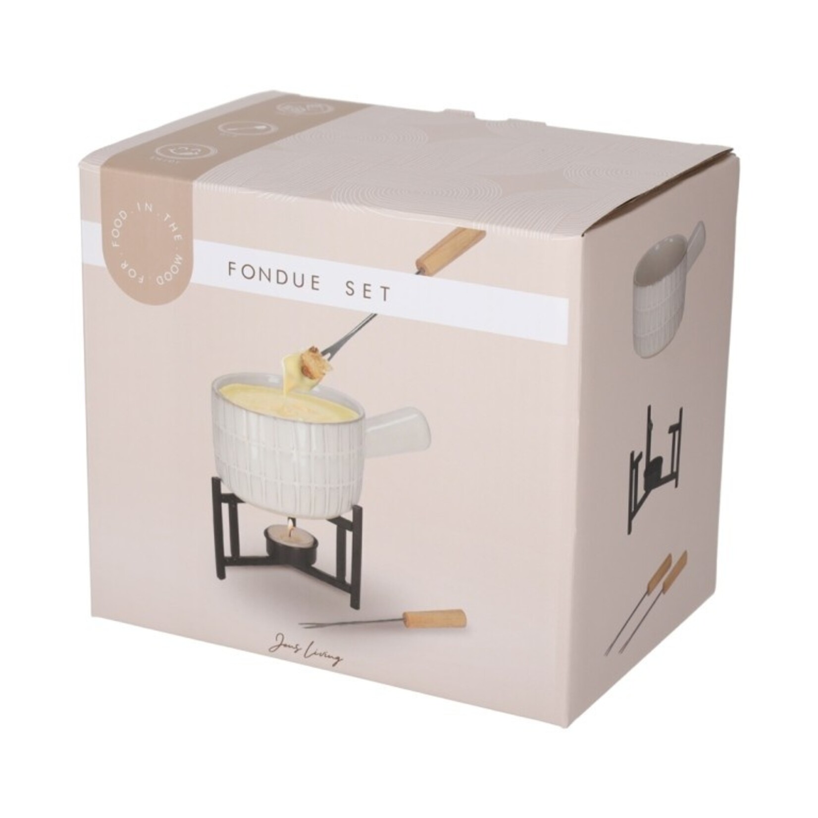 Fondue setje - Keramiek - Wit - 17,5 x 12 x 14,5 cm