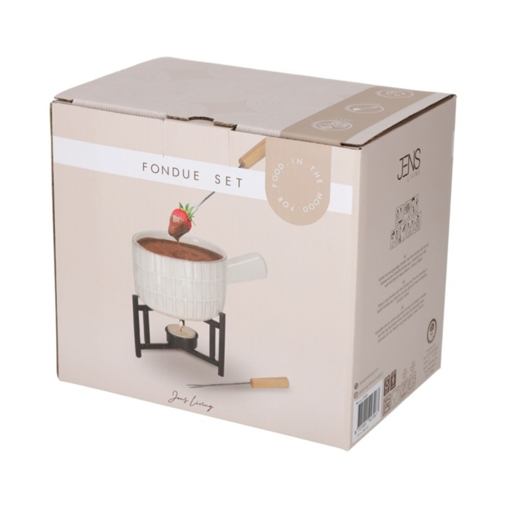 Fondue setje - Keramiek - Wit - 17,5 x 12 x 14,5 cm