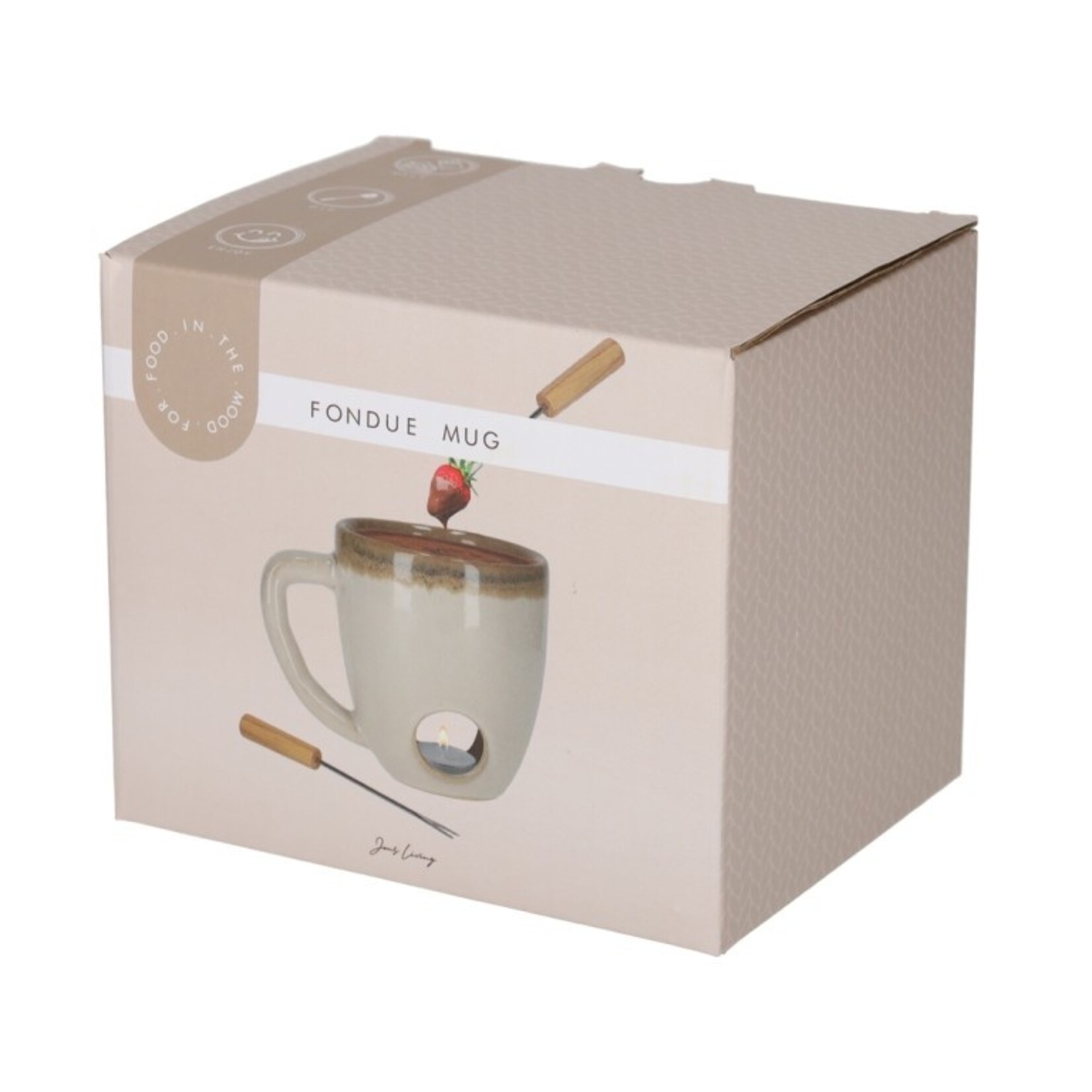 Fondue mok - Keramiek - Beige - 14 x 10 x 11 cm