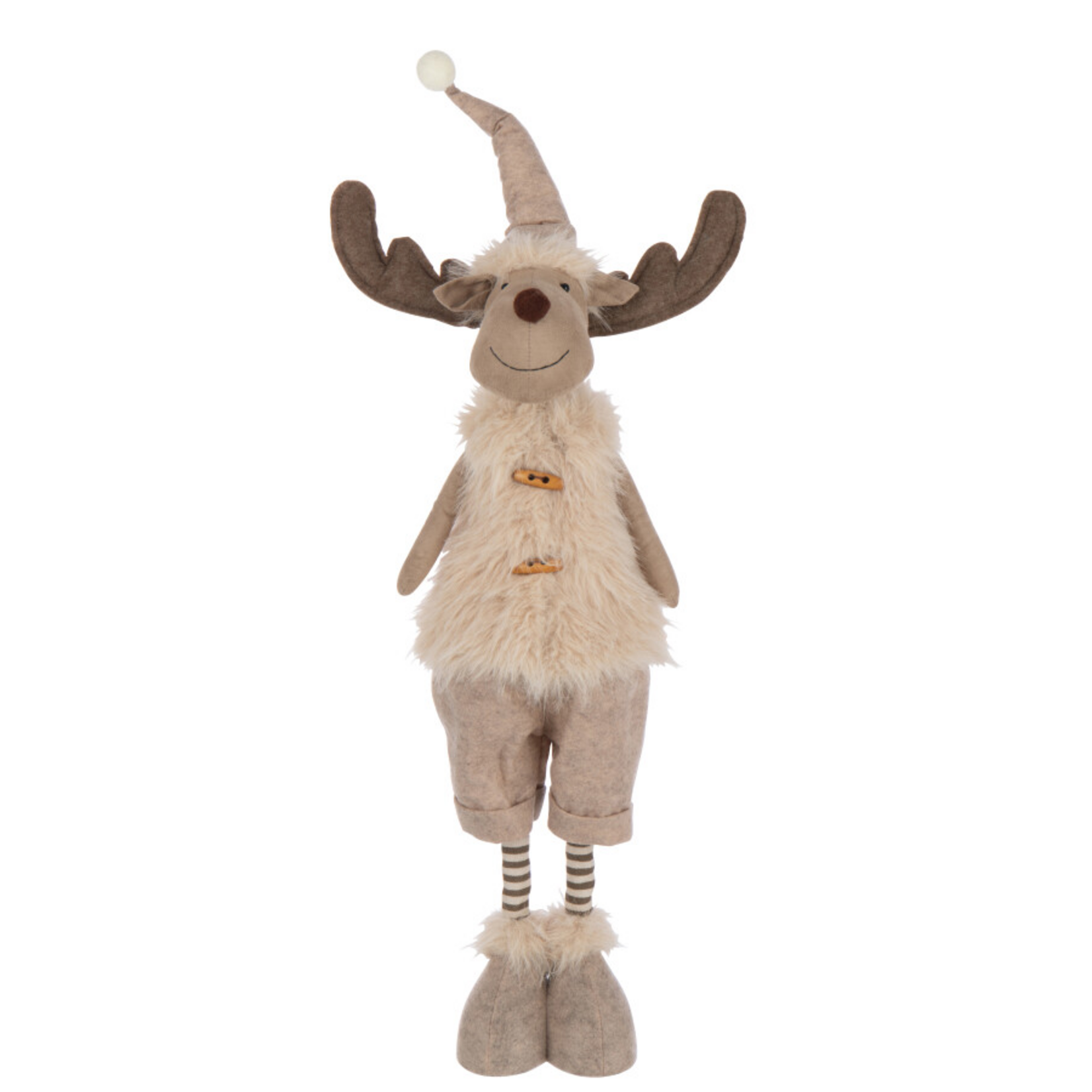 Eland met puntmuts - Staand (uitrekbaar) - Stof - Ecru/Beige/Bruin - 87cm