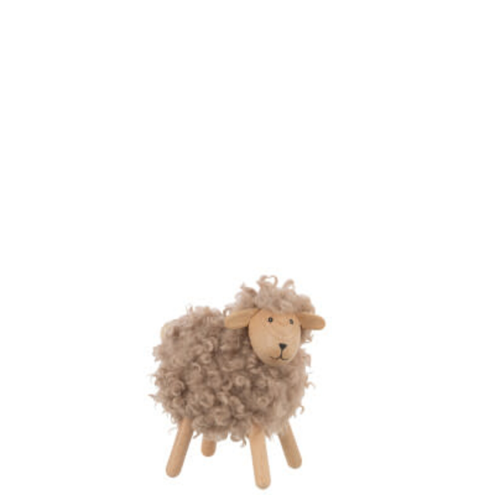 Schaap - Beukenhout/Kunstbont - Naturel/Beige - (S) 14 x 9 x 17cm