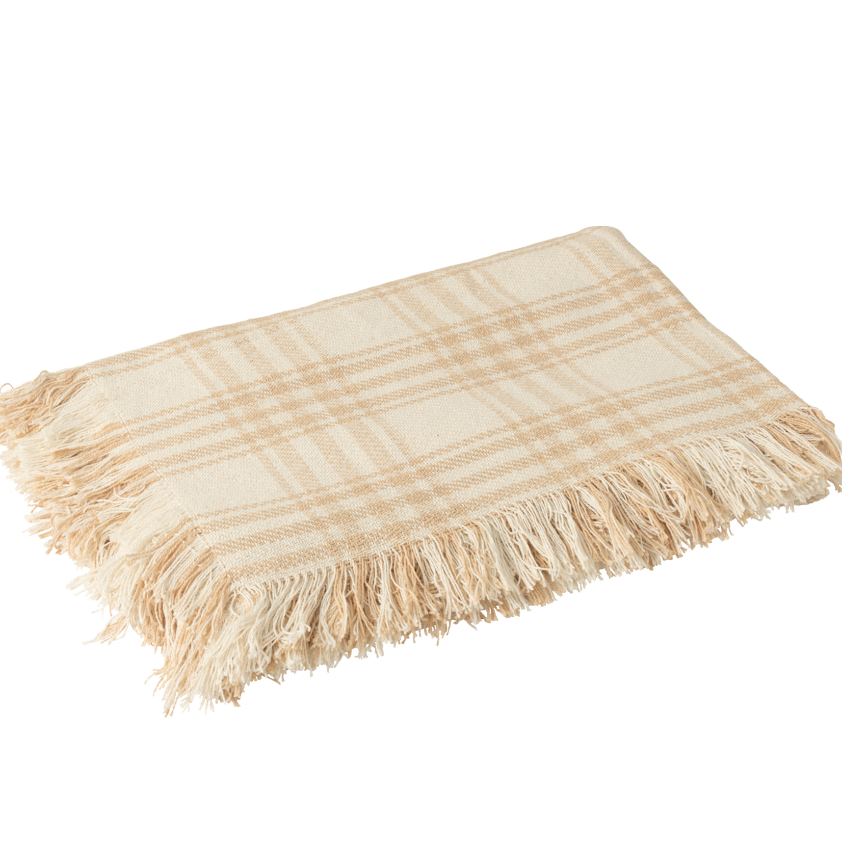 Plaid GERUIT - Katoen/Linnen - Wit/Beige - 130 x 180cm