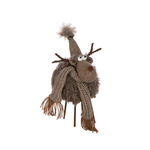 Rendier met hoed en sjaal - Polyester - Bruin - (S) 21 x 20 x 36cm