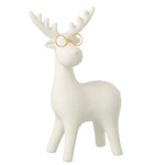 Rendier met bril - Porselein - Wit - (L) 17 x 8 x 25,5cm
