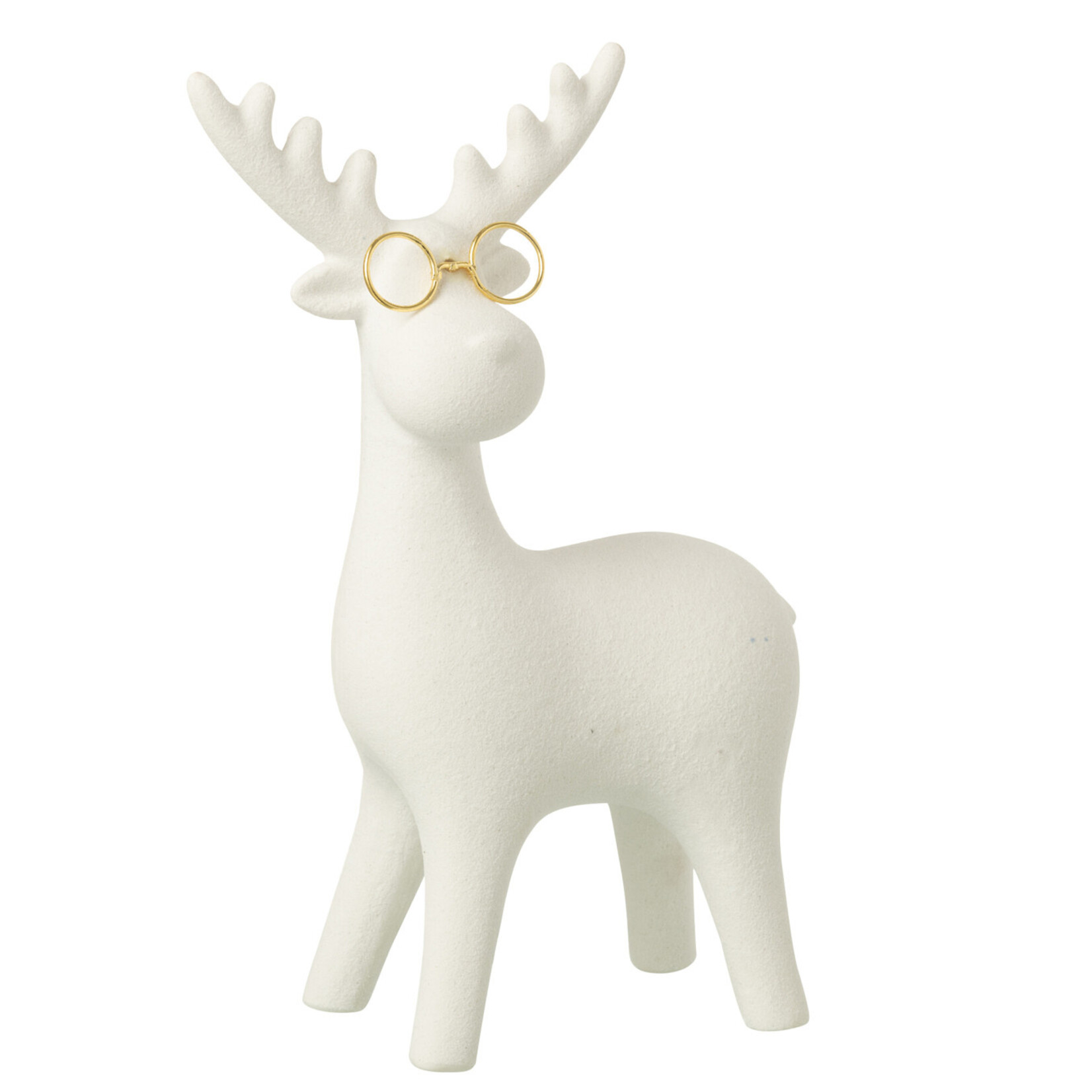 Rendier met bril - Porselein - Wit - (L) 17 x 8 x 25,5cm