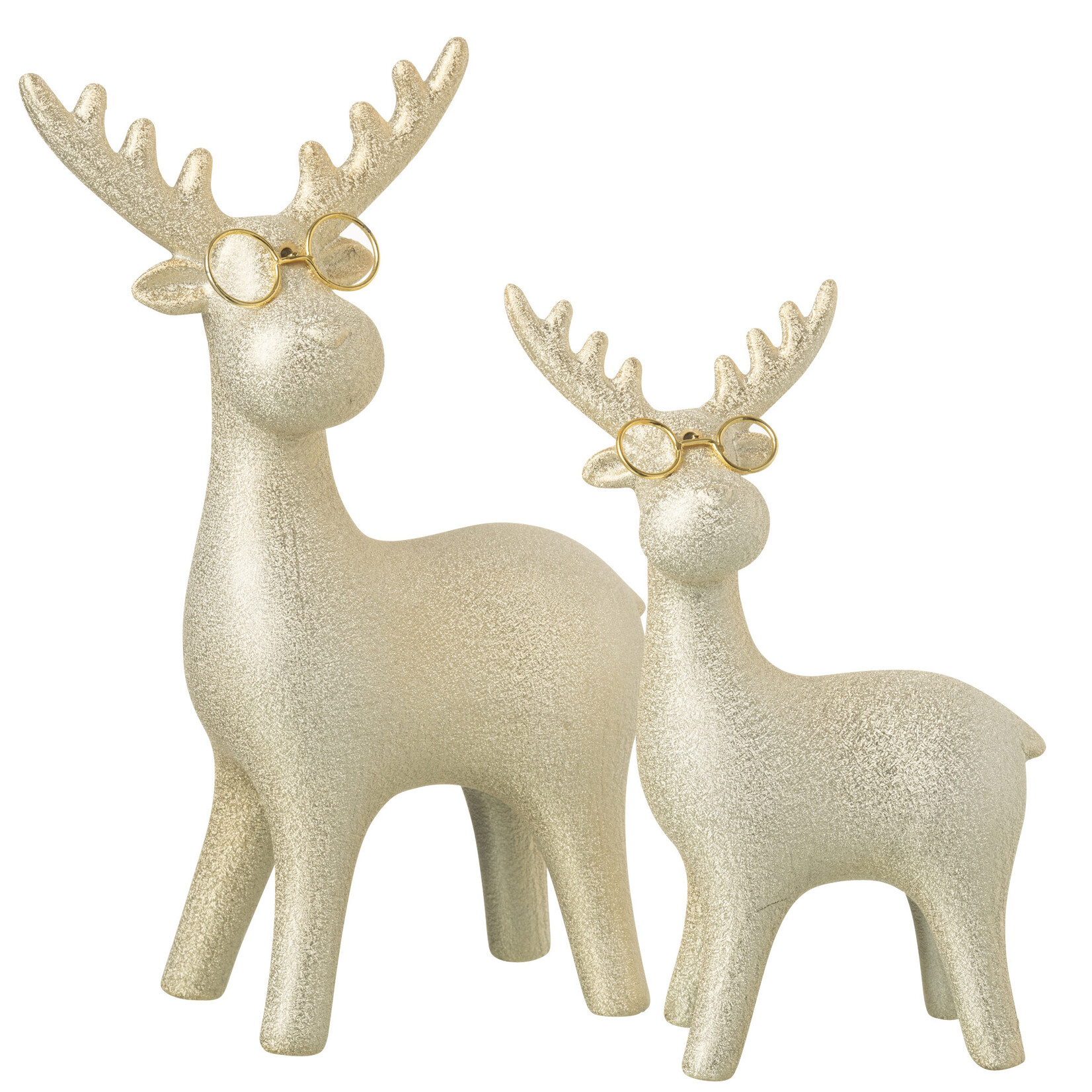 Rendier met bril - Porselein - Goud - (L) 17 x 8 x 25,5cm