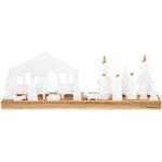 Räder Lichtobject Kerststal - Porselein/Hout - Wit/Goud - 45,5 x 9,5 cm