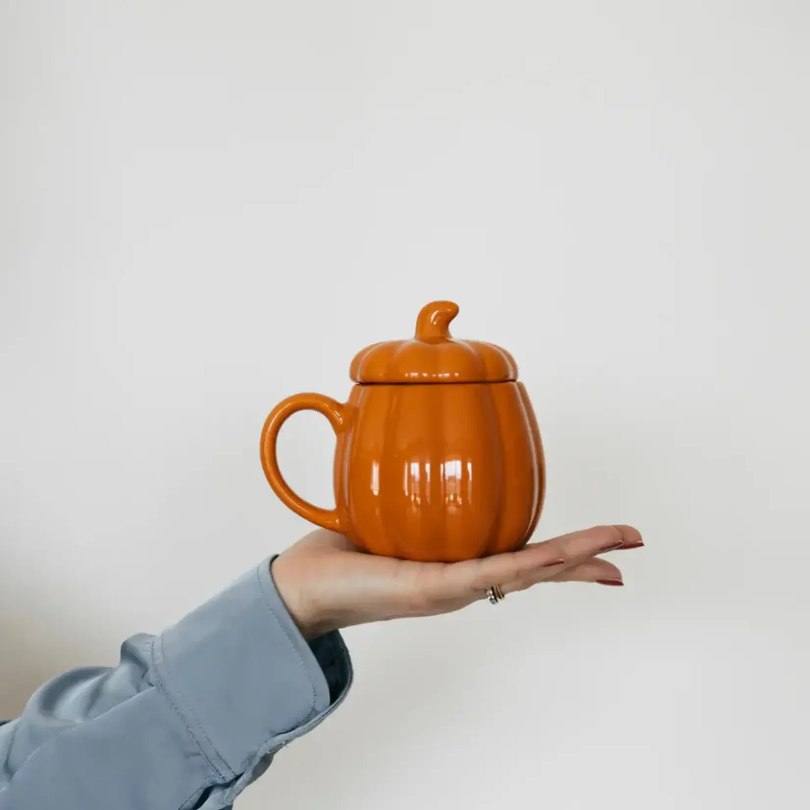 Mok met deksel POMPOEN - Keramiek - Oranje - Ø8,5 x 12,8 cm