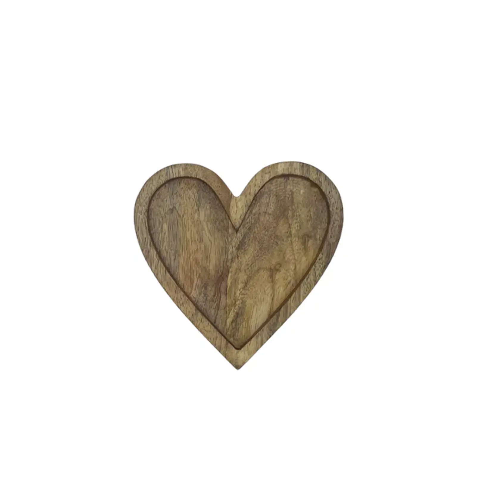 Dienblad HART - Mangohout - Bruin - (S) 15 x 15 cm